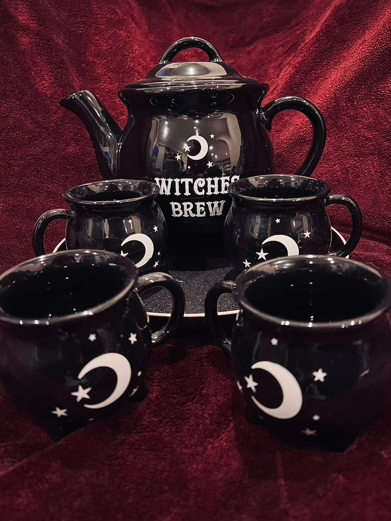 Witches Brew Ceramic Cauldron Tea Set